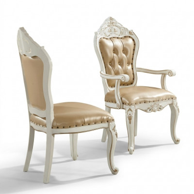 Klassieke Chesterfield stoel Eetkamer fauteuil Beigekleurige armstoel Eenpersoons Barokstijl
