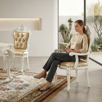 Klassieke eetkamerstoel Meubels Armstoel Barok Fauteuil Designstoelen.