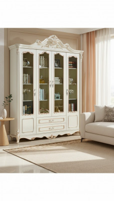 Boekenkast Art Deco kast Vitrinekast Wit Meubels Kasten Hout