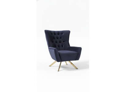Luxe blauwe Chesterfield fauteuil met fluwelen bekleding voor de woonkamer