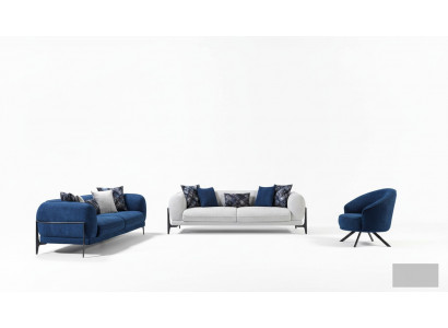 Luxe bankstel 3+3+1 zitplaatsen leer Moderne bank Fauteuil Blauwe bankstellen set 3-delig Nieuw