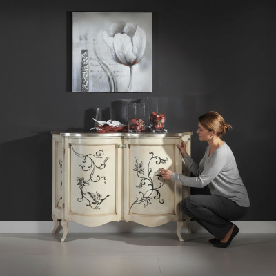 Klassieke houten sideboard witte commode kasten luxe Italiaans nieuw.
