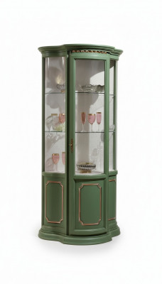 Half kast vitrine glazen kast vitrine hout woonkamer luxe groene dressoir