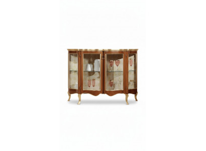 Vitrine Ladekast Glazen ladekasten Luxe dressoir Kasten Bruin Italiaanse meubels