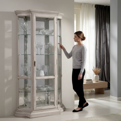 Luxe houten vitrine dressoir ontwerpkasten wit Italiaanse meubels kast nieuw