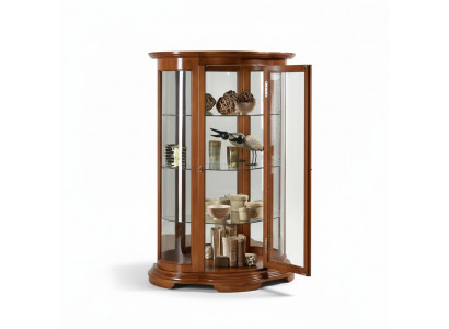 Luxe houten vitrinekast dressoir met bruin design Italiaanse meubels kast nieuw