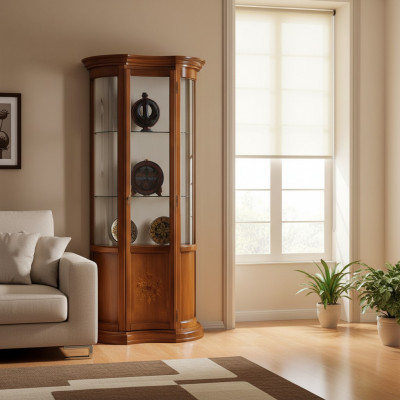 Luxueuze houten vitrinekast buffet Design kasten bruin Italiaanse meubels Nieuwe kast