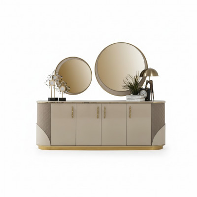 Dressoir 2x Spiegel Woonkamer Ontwerp Luxe Meubelen Console Tv-meubel Beige