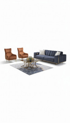 Fauteuil eenzitter luxe gestoffeerd meubilair woonkamer bruin fauteuil textiel lounge nieuw.