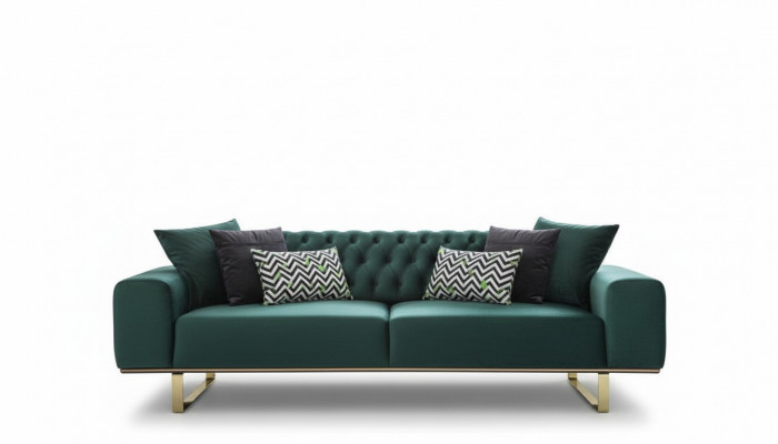 Luxe woonkamerbank 2-zits tweezitter groen bank Chesterfield banken nieuw