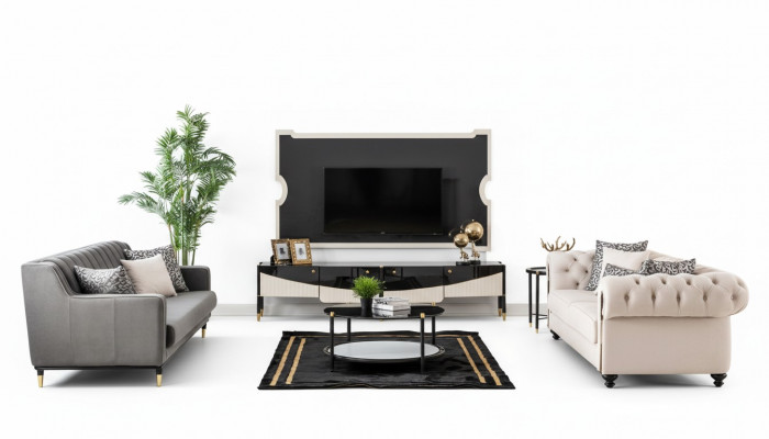 Bankstel Bankstel Bank Bank Meubel Salontafel 3-delig Chesterfield