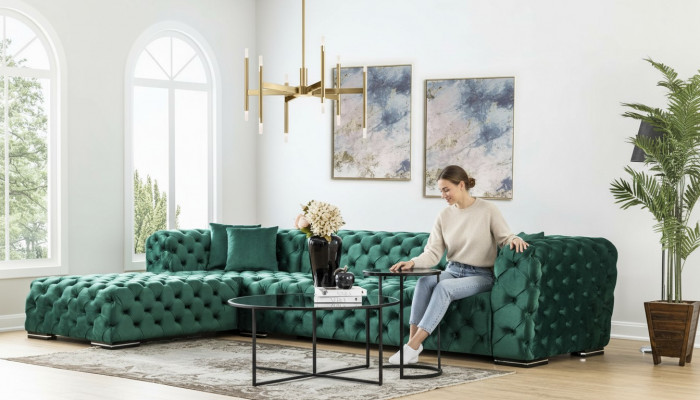 Eckbank L Vorm Bank Bank Ontwerp Banken Bekleding Textiel Nieuwe Hoekbank Groen