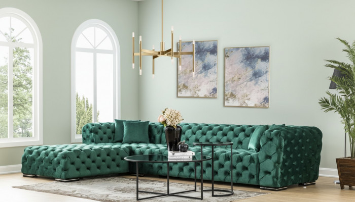 Eckbank L Vorm Bank Bank Ontwerp Banken Bekleding Textiel Nieuwe Hoekbank Groen
