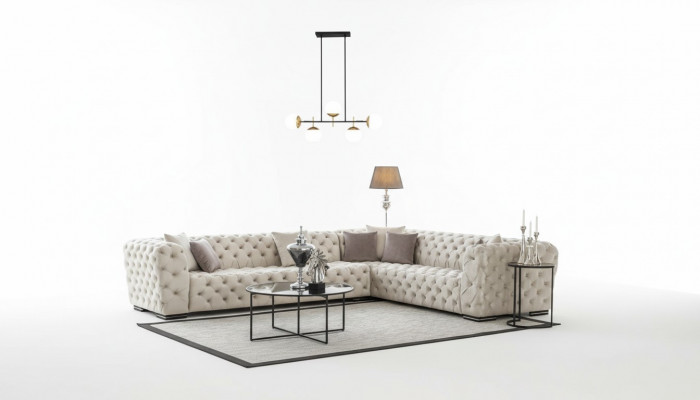 Chesterfield gestoffeerde bankbank bank hoekbank set stoffering luxueuze hoekbanken nieuw