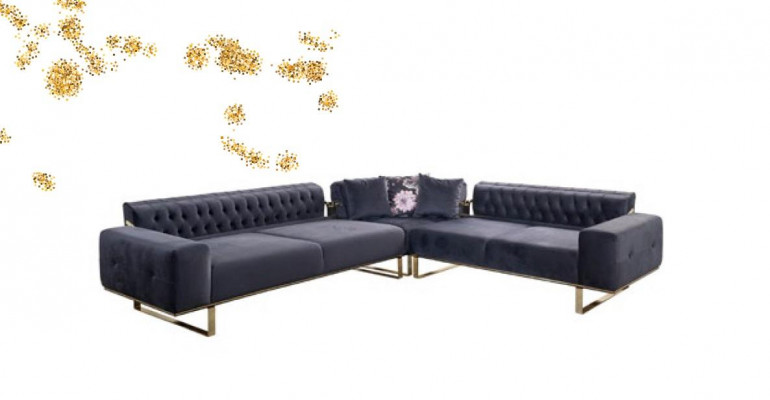 Hoekbank bank gestoffeerde meubelset Chesterfield hoekbank bank stof