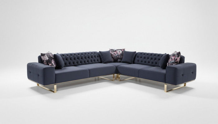 Hoekbank bank gestoffeerde meubelset Chesterfield hoekbank bank stof