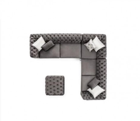Grijze Chesterfield gestoffeerde bank Bank Hoekbank Set Bekleding Luxe Hoekbanken Nieuw