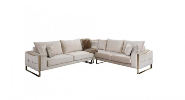 Hoekbank L-vorm Bank Bank Ontwerp Banken Bekleding Textiel Hoekbank Beige
