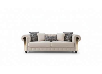 Chesterfield bank 3 zit ontwerp woonkamer bekleding hout leer moderne luxe