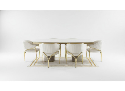 Luxe eetkamerinrichting tafel met 6 stoelen metalen set 7-delig metaal