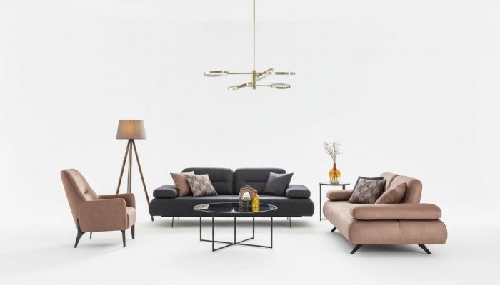Sofaset van 4+3+1 zits Design Bankstel Bekleding Banken Bank Modern Luxe Nieuw