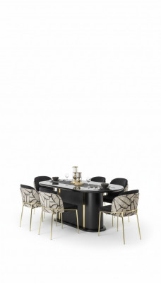 Eetkamer Eettafel Stoel 6x Stoelen Tafel Tafels Metaal Eetgroep Set 7-delig Nieuw