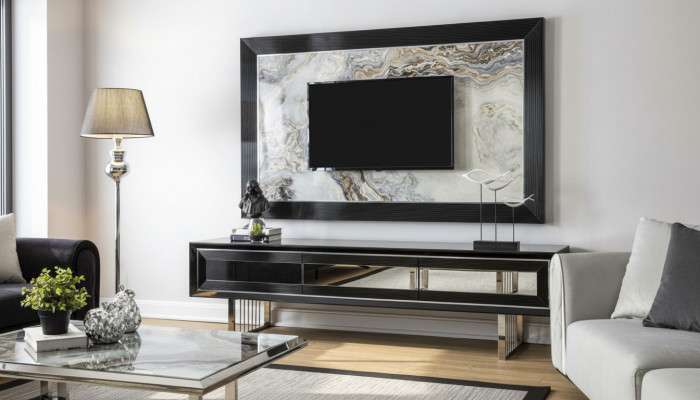 Luxe woonwand + dressoir laag dressoir woonkamer zwart hoogglans
