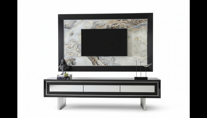 Luxe woonwand + dressoir laag dressoir woonkamer zwart hoogglans