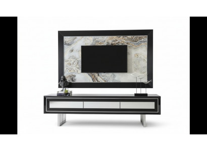 Luxe woonwand + dressoir laag dressoir woonkamer zwart hoogglans