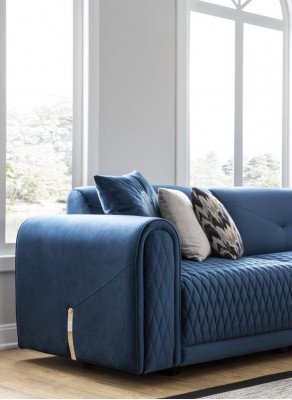 Luxe bankstel 4-zits woonkamer Modern design Blauwe leren banken Nieuw