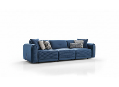 Luxe bankstel 4-zits woonkamer Modern design Blauwe leren banken Nieuw