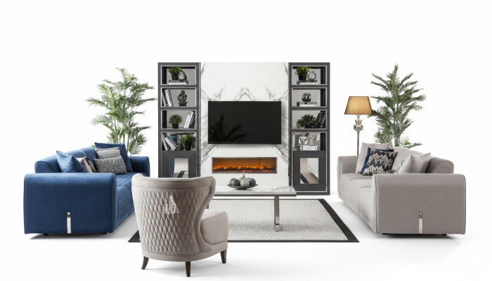 Bankstel 3+3+1 zitplaatsen set design banken gestoffeerde leren banken bank