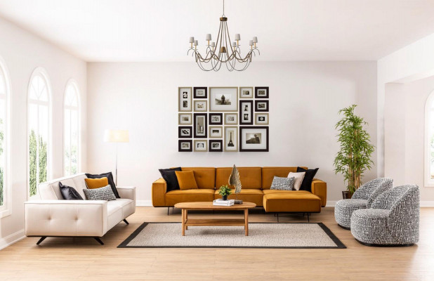 Luxe bankstel 3-zits stof Woonkamer Modern design Banken Bekleding Bankstellen