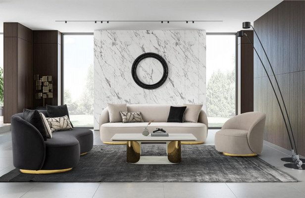 Luxe bank 3 zits stof Woonkamer modern design grijs Banken Bekleding Banken