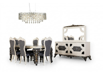 Luxe eetkamerset met 6 stoelen eettafel dressoir eetkamerset 9-delig.