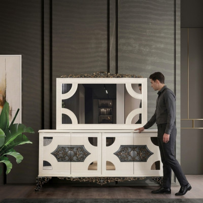 Ladenkast met spiegel Edele commode Buffet Barok Rococo houten dressoir