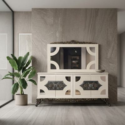Ladenkast met spiegel Edele commode Buffet Barok Rococo houten dressoir