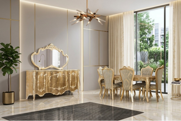 Eetkamer Eettafel 6x Stoelen Tafel Luxe Tafels Klassieke Eetgroep Set 7-delig.