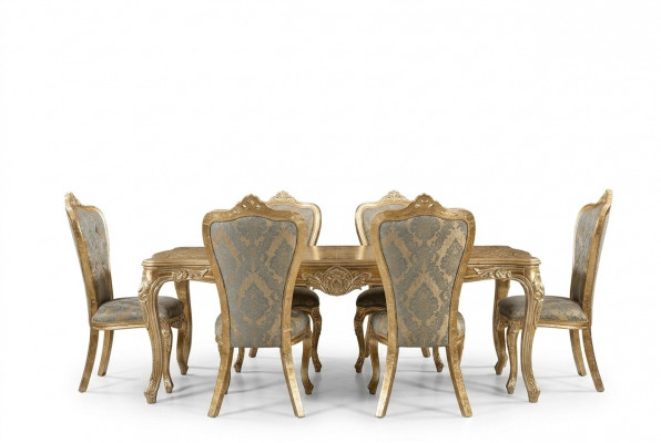 Eetkamer Eettafel 6x Stoelen Tafel Luxe Tafels Klassieke Eetgroep Set 7-delig.