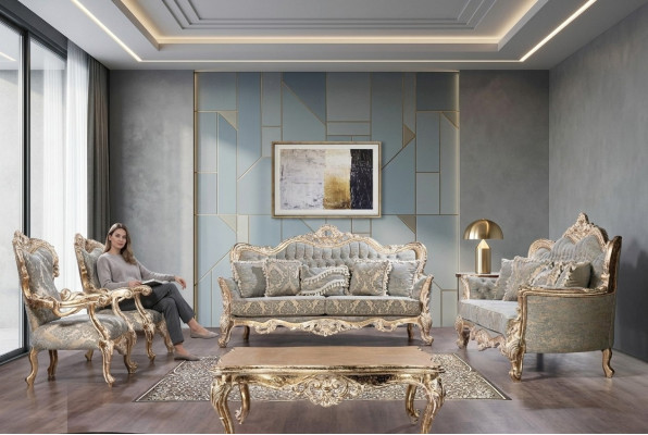 Chesterfield bankstel 3+3+1+1 zits salontafel Klassieke bank gestoffeerde zitting  Chesterfield bankstel met 3+3+1+1 zits salontafel Klassieke stijl gestoffeerde zitting.