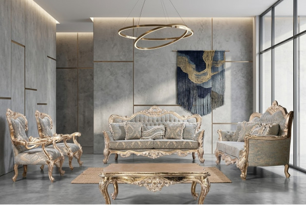 Chesterfield bankstel 3+3+1+1 zits salontafel Klassieke bank gestoffeerde zitting  Chesterfield bankstel met 3+3+1+1 zits salontafel Klassieke stijl gestoffeerde zitting.