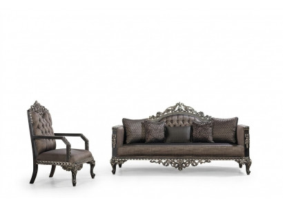 Luxe Chesterfield bankstel 3+1 zits klassieke sofa barok gestoffeerde stoel