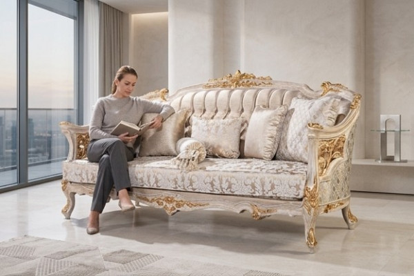 Chesterfield 3-zits designerbank Luxe gestoffeerde banken van textiel Nieuw