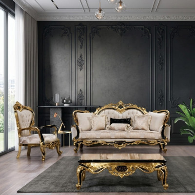 Sofa set Klassieke luxe bankstellen Fauteuils Woonkamerset 3+1 zitplaats Chesterfield.