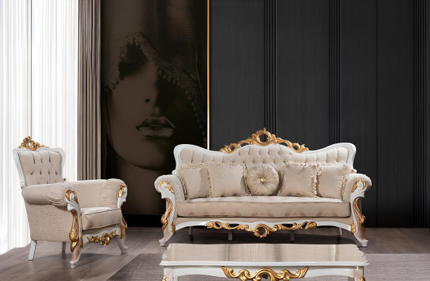 Sofagroep 3311 Zit Set Design Bank Bekleding Banken Klassieker Salontafel