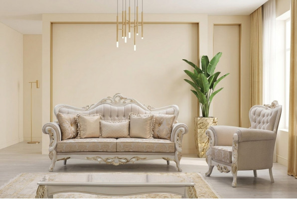 Bankstel 3+1 zitplaatsen Set Design Bank Beklede Banken Bank Klassieke Luxe