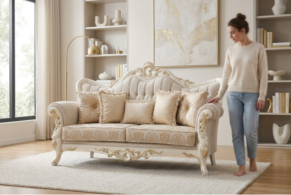 Bank 3-zits stof driesitsbanken Luxe woonkamer barok stijl bank barok