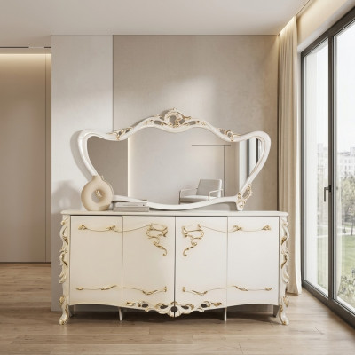 Dressoir Spiegel Set Eetkamer Barok Commodes Houten Commode Houten Kast Nieuw