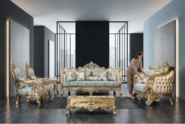 Sofaset 3+3+1+1 Zitsbank Salontafel Bank Stoel Banken Stof Luxe Set 5-delig
