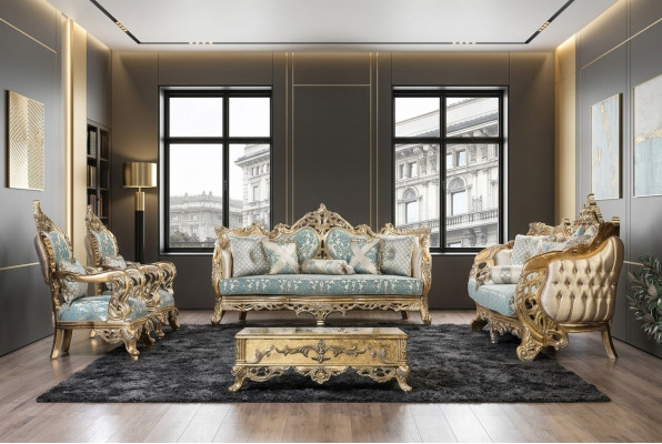 Sofaset 3+3+1+1 Zitsbank Salontafel Bank Stoel Banken Stof Luxe Set 5-delig